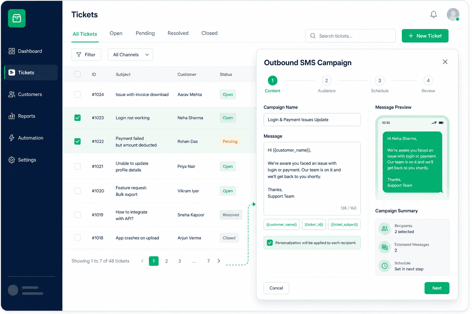 Outbound campaigns and inbound replies, one overlay